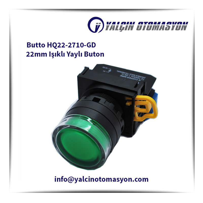 Butto HQ22-2710-GD 22mm Işıklı Yaylı Buton