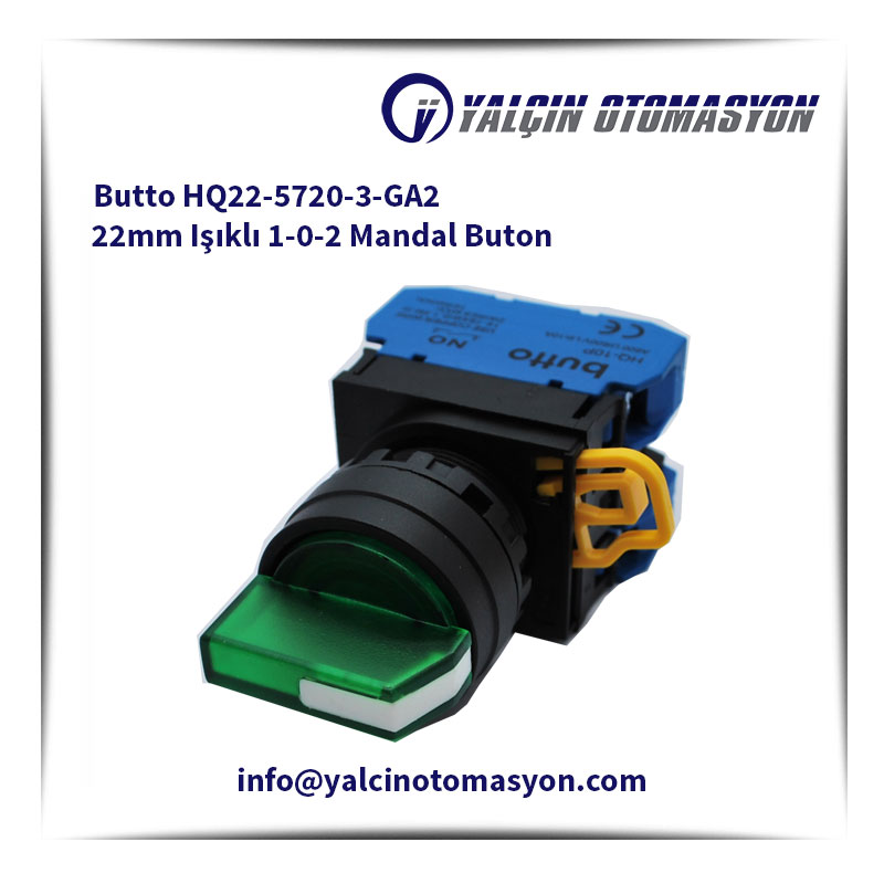 Butto HQ22-5720-3-GA2 22mm Işıklı 1-0-2 Mandal Buton