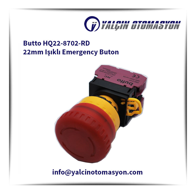 Butto HQ22-8702-RD 22mm Işıklı Emergency Buton