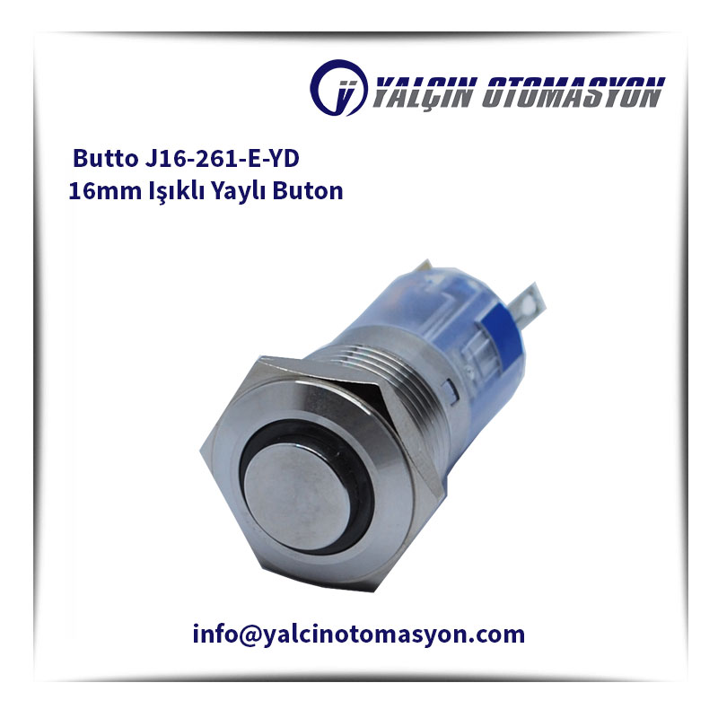 Butto J16-261-E-YD 16mm Işıklı Yaylı Buton