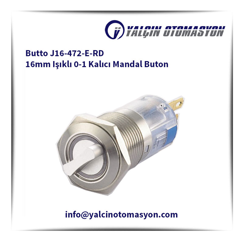 Butto J16-472-E-RD 16mm Işıklı 0-1 Kalıcı Mandal Buton