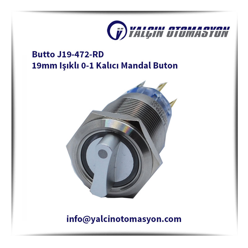 Butto J19-472-RD 19mm Işıklı 0-1 Kalıcı Mandal Buton