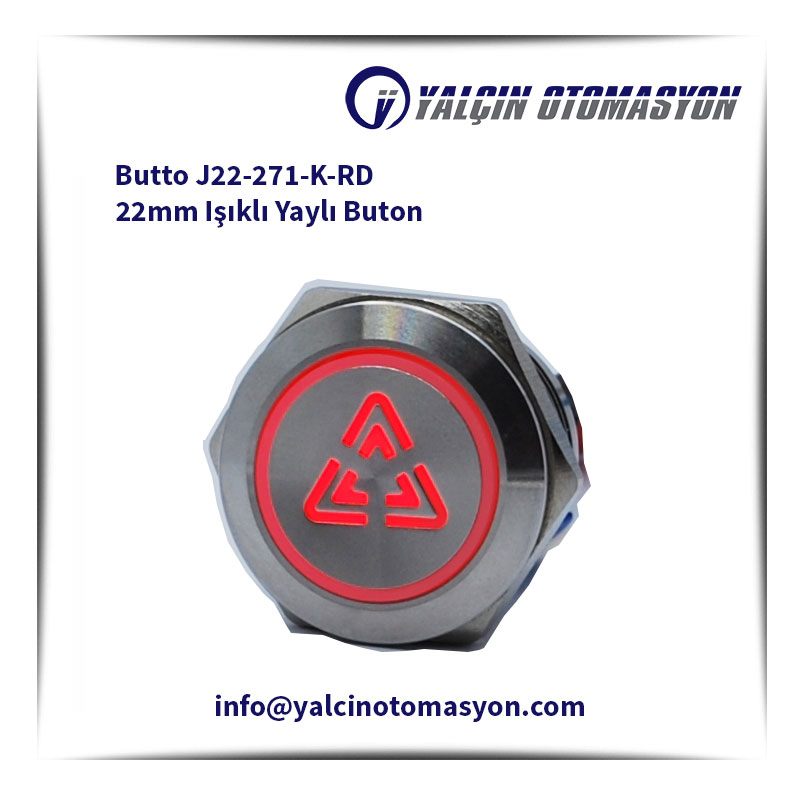 Butto J22-271-K-RD 22mm Işıklı Yaylı Buton