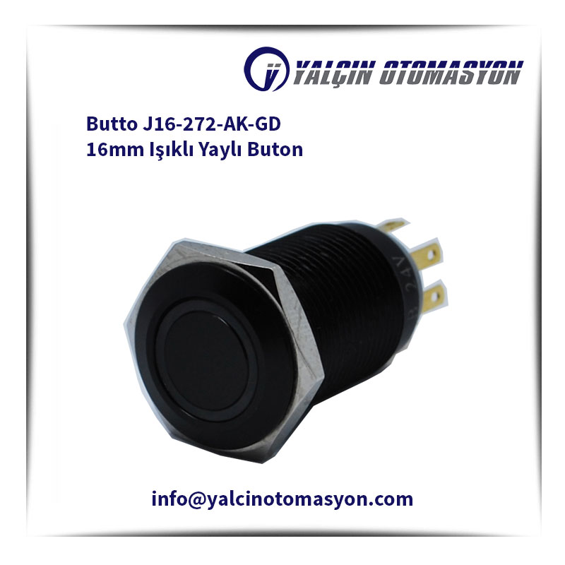 Butto J16-272-AK-GD 16mm Işıklı Yaylı Buton