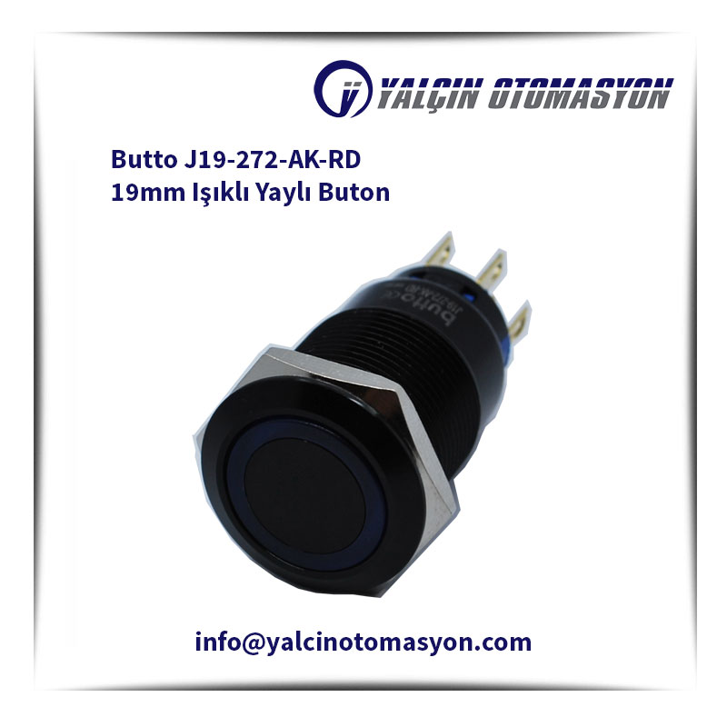 Butto J19-272-AK-RD 19mm Işıklı Yaylı Buton