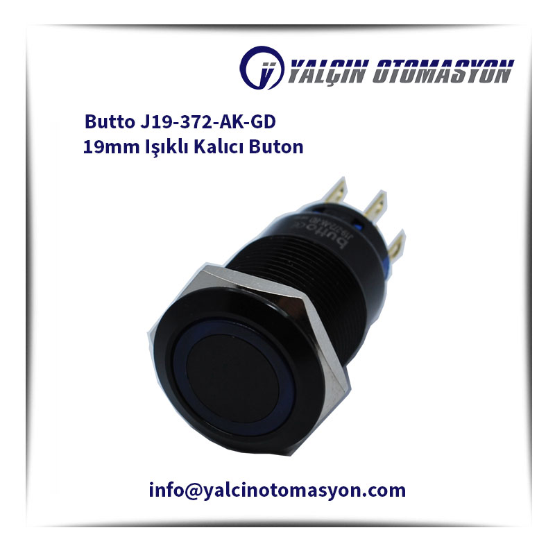 Butto J19-372-AK-GD 19mm Işıklı Kalıcı Buton