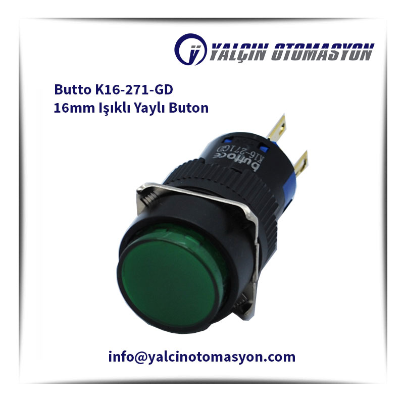 Butto K16-271-GD 16mm Işıklı Yaylı Buton