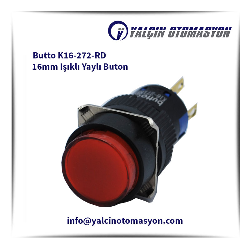 Butto K16-272-RD 16mm Işıklı Yaylı Buton