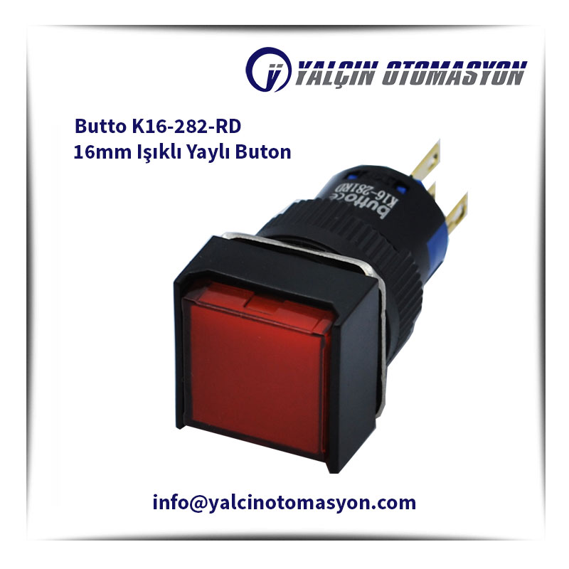 Butto K16-282-RD 16mm Işıklı Yaylı Buton