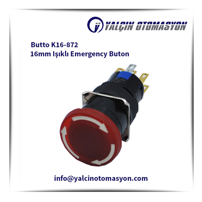 Butto K16-872 16mm Işıklı Emergency Buton