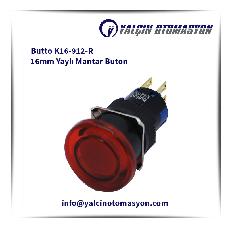Butto K16-912-R 16mm Yaylı Mantar Buton
