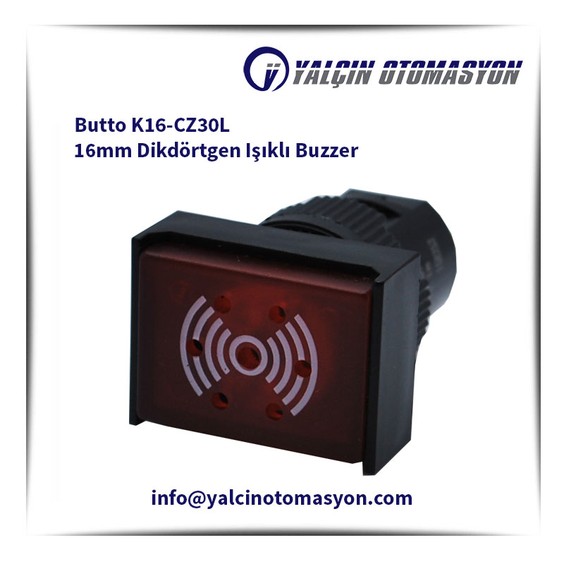 Butto K16-CZ30L 16mm Dikdörtgen Işıklı Buzzer