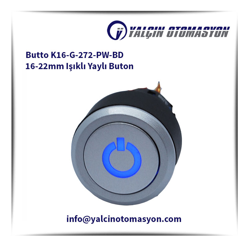 Butto K16-G-272-PW-BD 16-22mm Işıklı Yaylı Buton