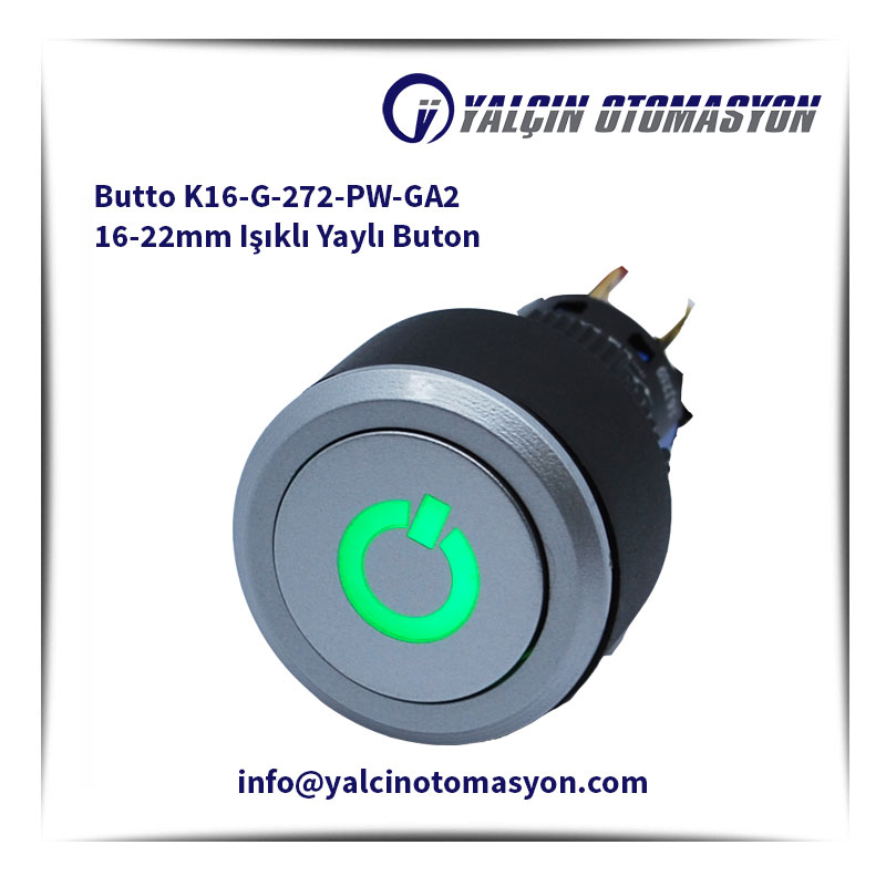 Butto K16-G-272-PW-GA2 16-22mm Işıklı Yaylı Buton