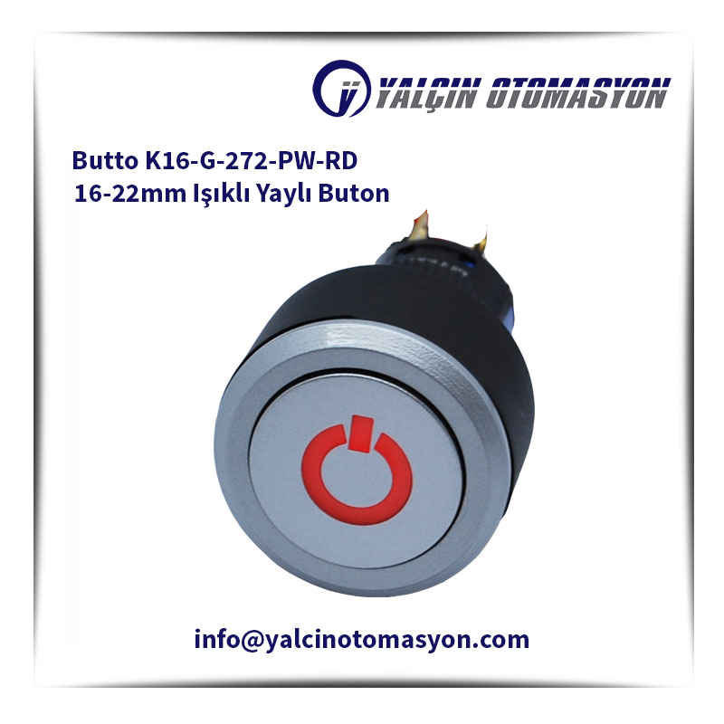 Butto K16-G-272-PW-RD 16-22mm Işıklı Yaylı Buton