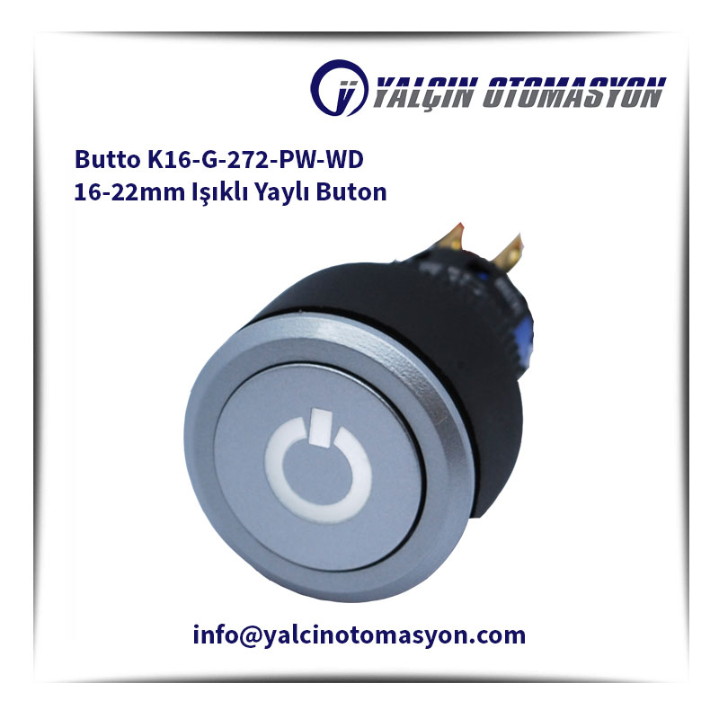 Butto K16-G-272-PW-WD 16-22mm Işıklı Yaylı Buton