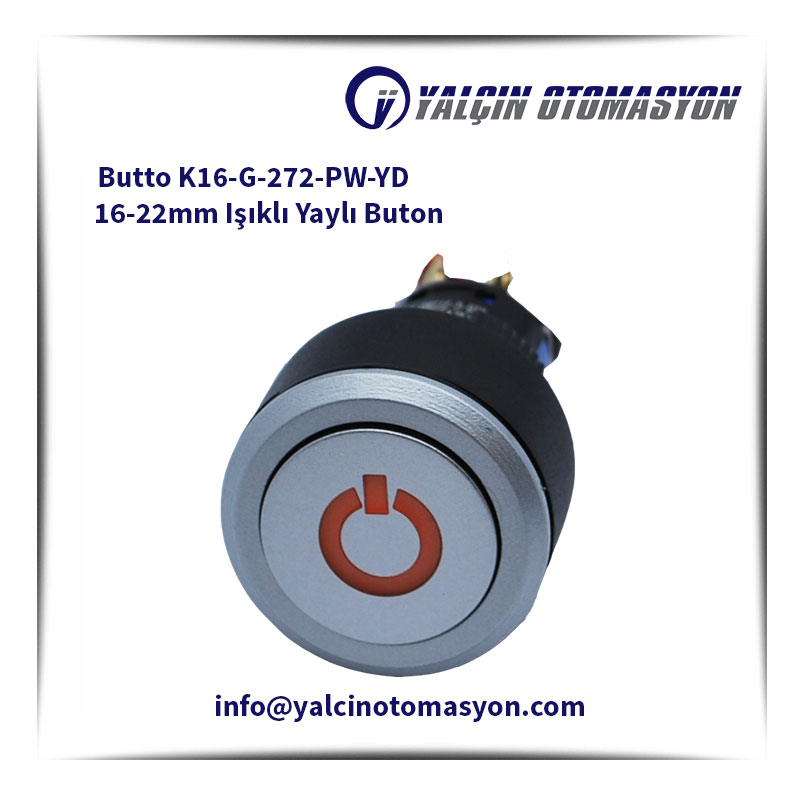 Butto K16-G-272-PW-YD 16-22mm Işıklı Yaylı Buton