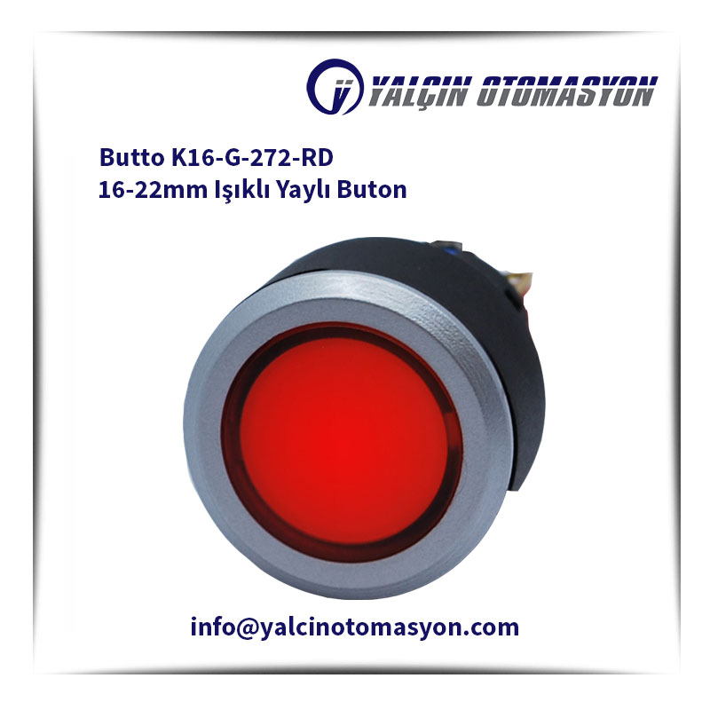 Butto K16-G-272-RD 16-22mm Işıklı Yaylı Buton