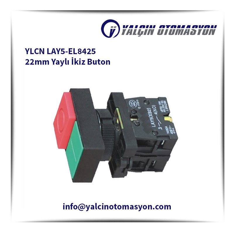 YLCN LAY5-EL8425 22mm Yaylı İkiz Buton