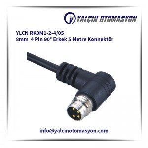 YLCN RK0M1-2-4/05 8mm 4 Pin 90° Erkek 5 Metre Konnektör