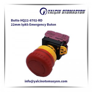 Butto HQ22-8702-RD 22mm Işıklı Emergency Buton
