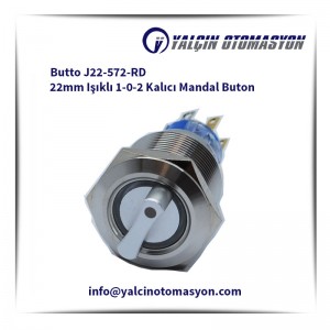Butto J22-572-RD 22mm Işıklı 1-0-2 Kalıcı Mandal Buton