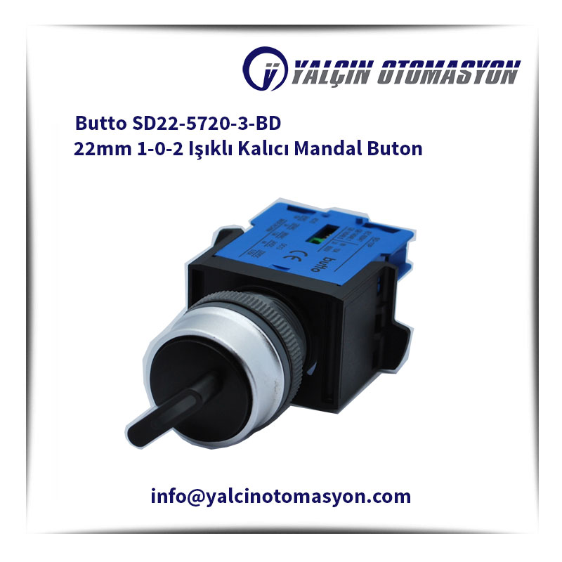Butto SD22-5720-3-BD 22mm 1-0-2 Işıklı Kalıcı Mandal Buton
