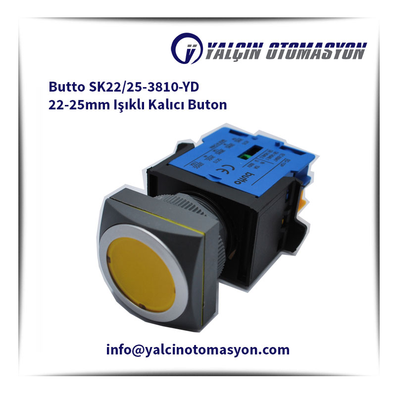 Butto SK22/25-3810-YD 22-25mm Işıklı Kalıcı Buton