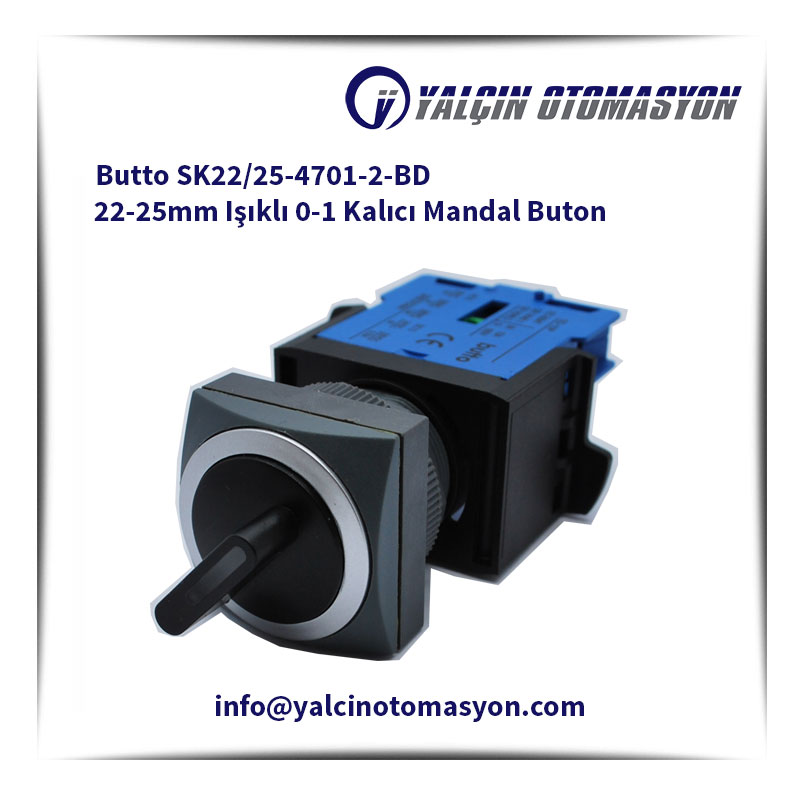 Butto SK22/25-4701-2-BD 22-25mm Işıklı 0-1 Kalıcı Mandal Buton